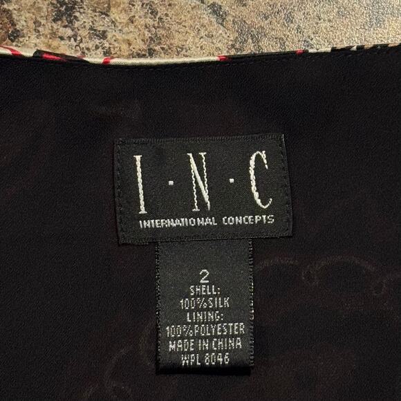 Vintage INC Skirt Silk Floral Asymmetrical Whimsigoth Dark Academia Black Red 2 - Picture 2 of 5